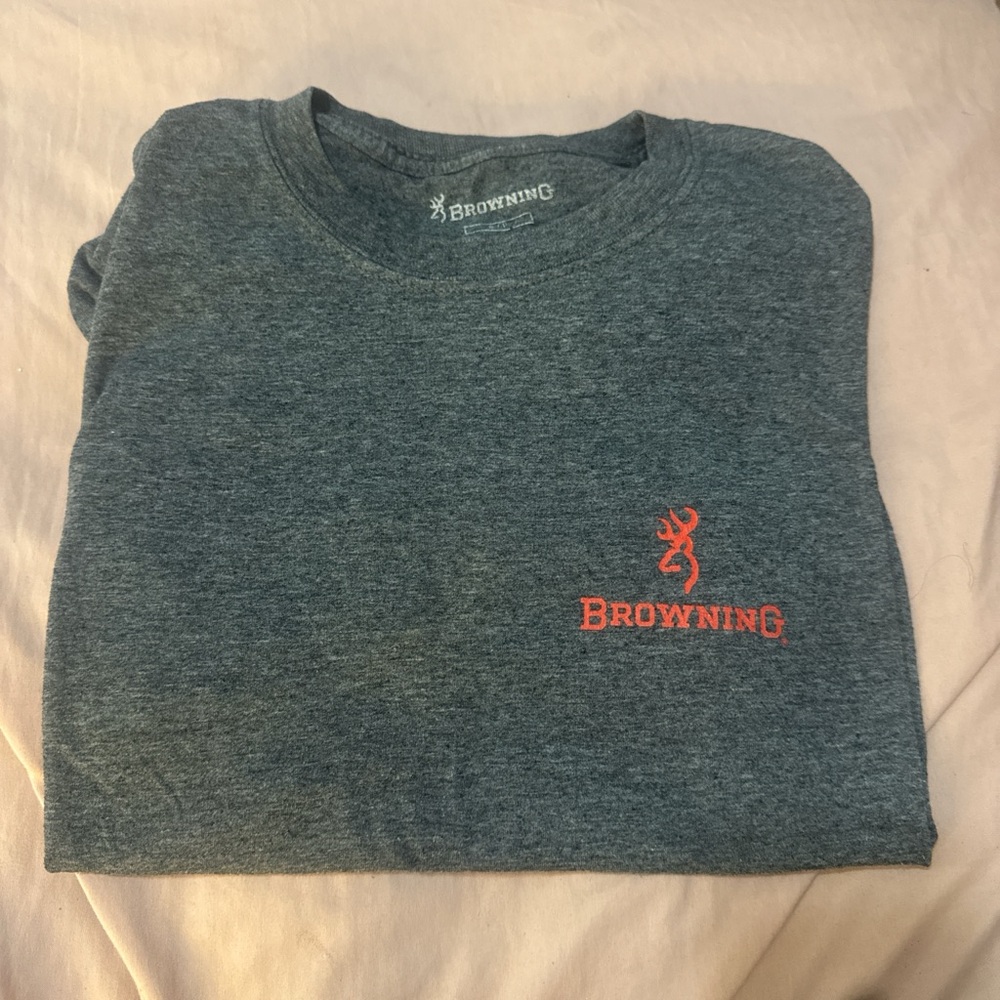 Browning Heather Gray Tee with White Logo